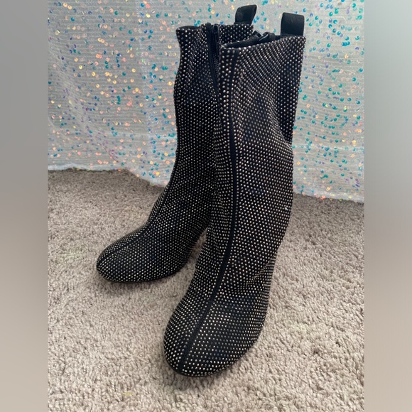 NWT ASOS Rhinestone embellished Short boots Black high heel sz 6 - Picture 2 of 7